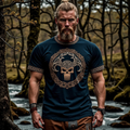 Men's Vintage Viking Skull Rune Print T-shirt artswardrobe