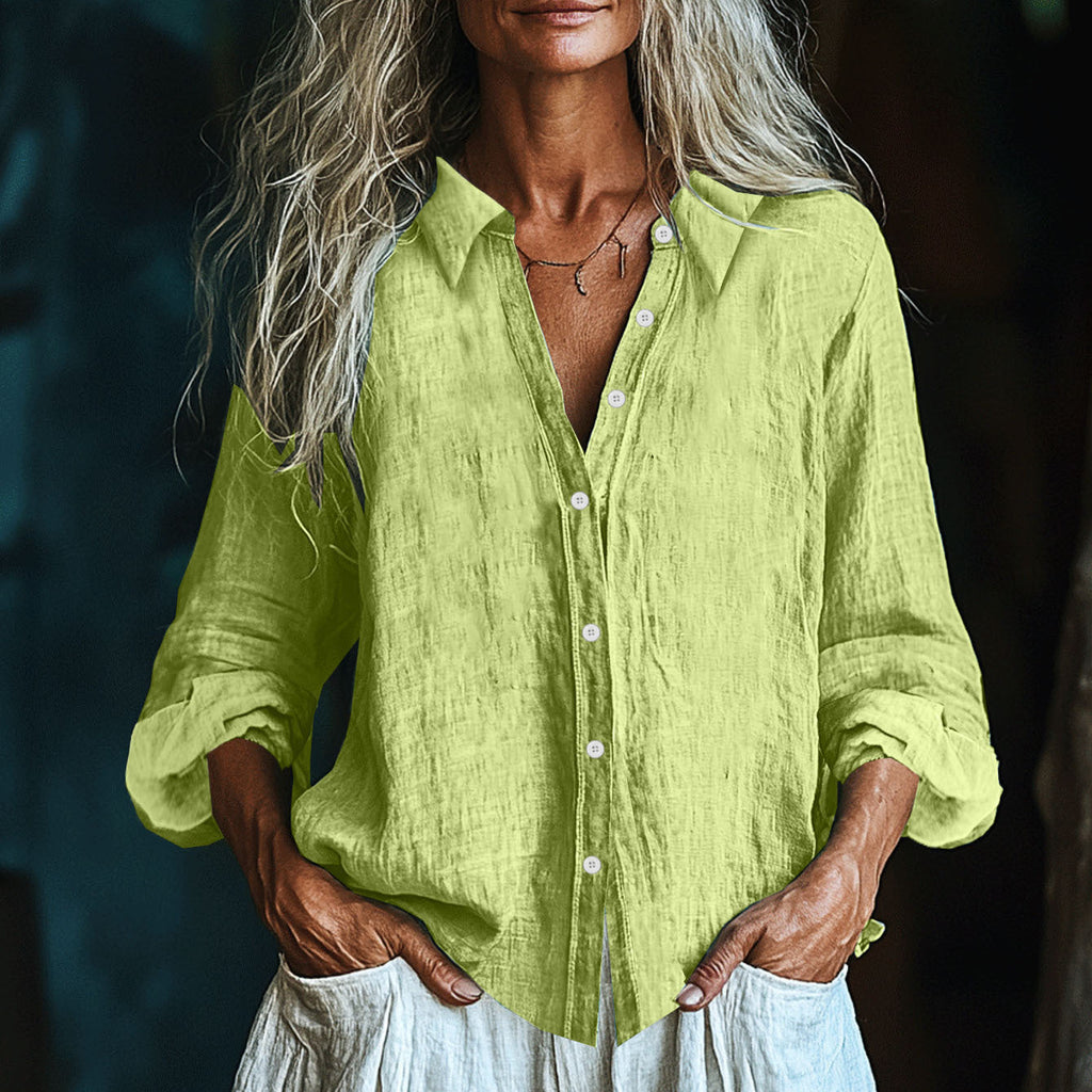 Vintage Elegant Art Linen Ruffle Shirt artswardrobe
