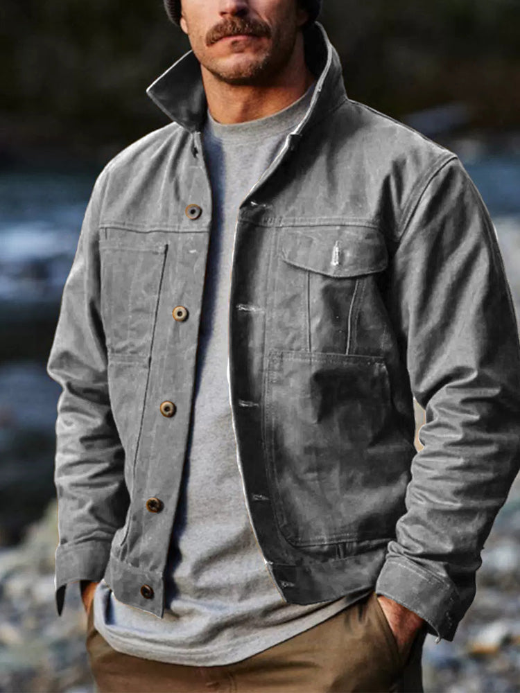 Men's Outdoor Vintage Country Button-Up Jacket artswardrobe