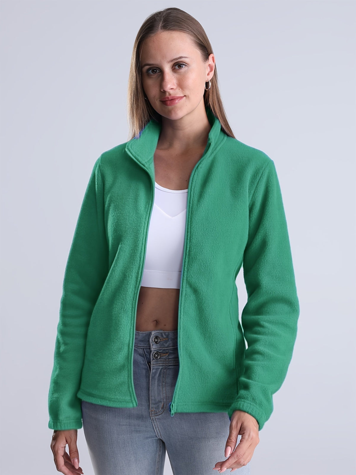 JO | Plain, plush-lined jacket with zipper and pockets