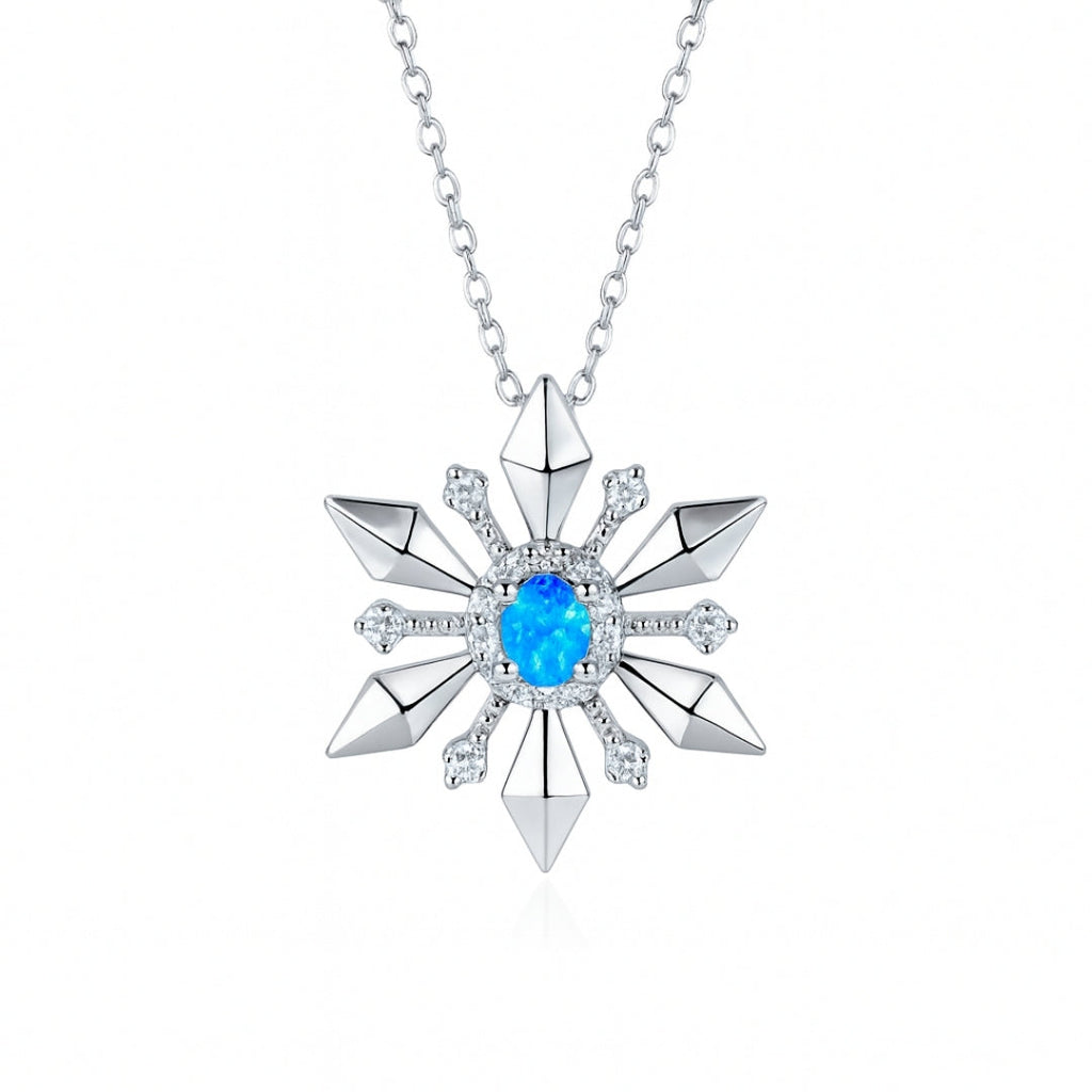 Snowflake Blue Crystal Necklace