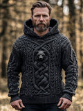 Bear & Celtic Knot Knit Pattern Men's Hooded Sweater elevenforest