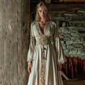 Women's Viking Celtic Knot Rune Art Pattern Cotton And Linen V-neck Dress artswardrobe