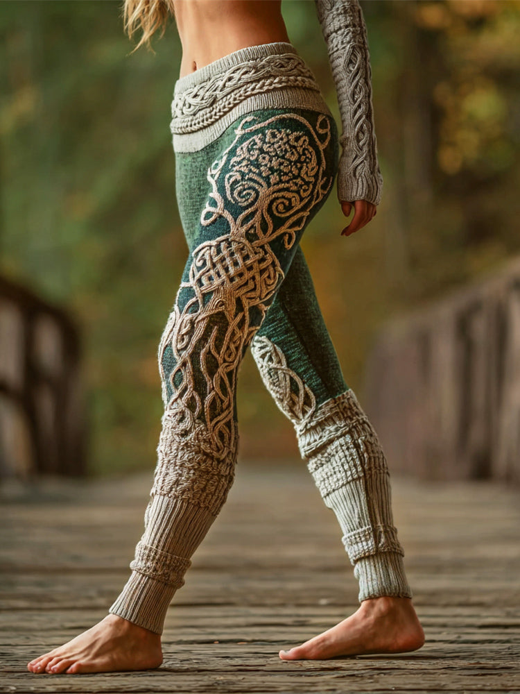 Viking Tree Of Life Art Women's Knit Leggings artswardrobe
