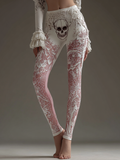 Comstylish Women's Anatomical Style Dark Halloween-themed Knitted Tight-fitting Leggings