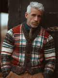 Men's Christmas Inspired Plaid Tweed Cozy Knit Cardigan artswardrobe