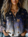 Women's Gradient Star Pattern Art Print Casual Long Sleeve Comfortable