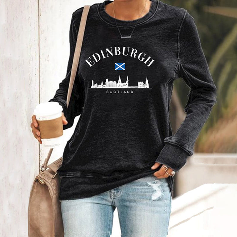 Comstylish Women's Scotland Travel Printed Casual Sweatshirt