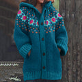 Vintage Tribal Floral Icelandic Knit Pattern Cozy Cardigan Sweater elevenforest