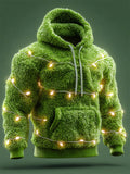 Comstylish Men's Christmas Lights Inspired Cozy Plush Hoodie