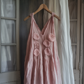 Vintage Elegant Fashion Rose Pattern Linen Vest Dress artswardrobe
