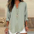 Women's Retro Floral Art Linen Print Casual Shirt artswardrobe
