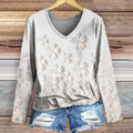 Women's Floral Art Print Casual V-Neck Long Sleeve T-Shirt