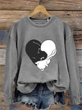 Women's Casual Funny Black Cat Print Sweatshirt elevenforest