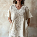 Vintage Floral Lace Art Comfy V Neck T Shirt artswardrobe