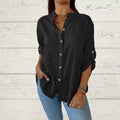 Comstylish Vintage Solid Color Cotton And Linen Loose Long-sleeved Shirt