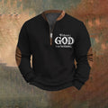 Comstylish Men's Vintage Faith Without God I Am Nothing Printed Zip Collar Sweatshirt