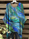 Women's Retro Glass Window Abstract Print Top