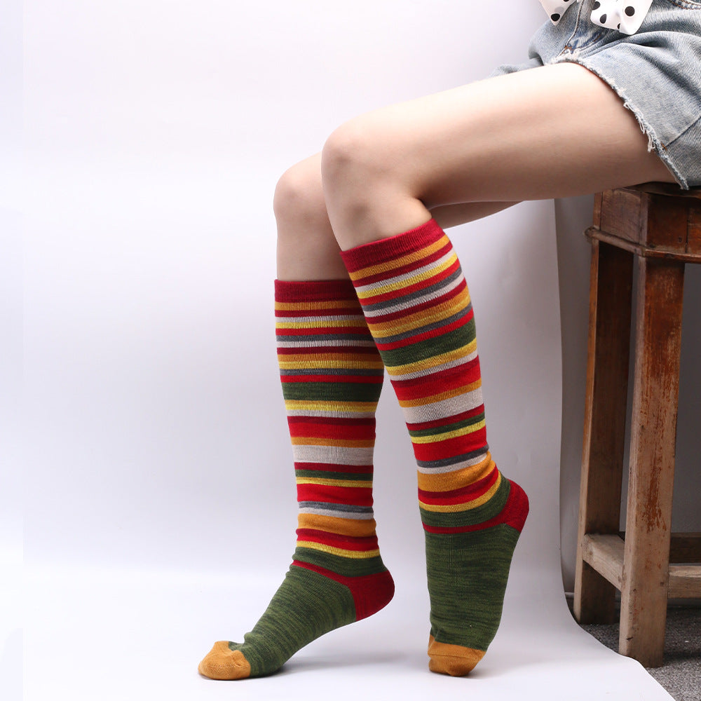 Soft Warm Retro Rainbow Contrasting Socks elevenforest