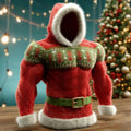 Comstylish Men's Christmas Tree Pattern Ugly Flannel Hoodie