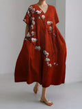 Classy Cherry Blossom Blooming Linen Blend Maxi Dress