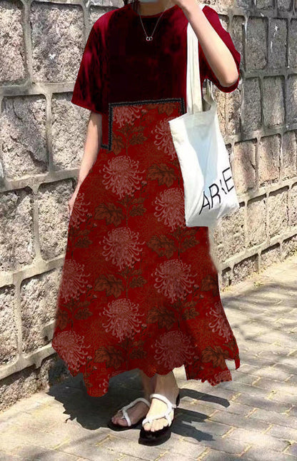 O-neck Asymmetrical Plaid Mosaic Dress