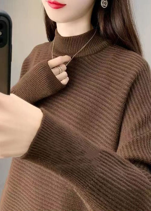 Art Chocolate Tasseled Asymmetrical Design Loose Fall Knit Dress