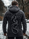 Men's Evil Dragon Viking Celtic Chunky Hooded Cardigan artswardrobe