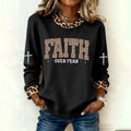 Comstylish Women's Faith Print Crew Neck Casual Sweatshirt