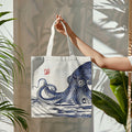 Comstylish Vintage Japanese Art Octopus Graphic Painting Art Canvas Bag