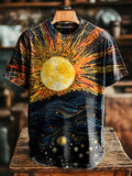 Retro Sun Abstract Striped Arc Vintage Art Print Casual T-shirt For Me