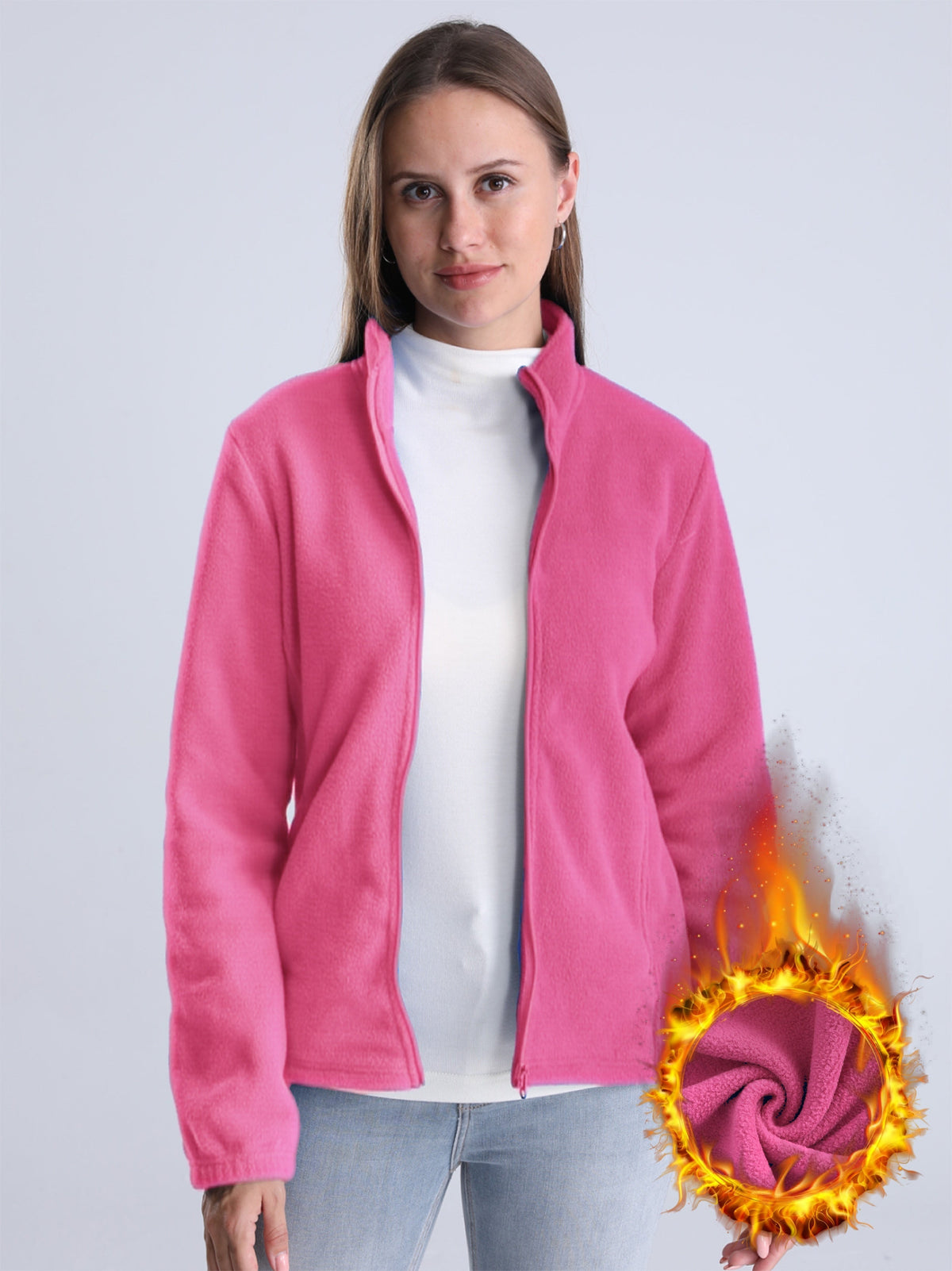 JO | Plain, plush-lined jacket with zipper and pockets