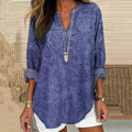 Women's Purple Art Floral Cotton And Linen Shirt artswardrobe
