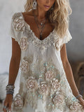 Women's Rose Soft Vintage Short Dress artswardrobe