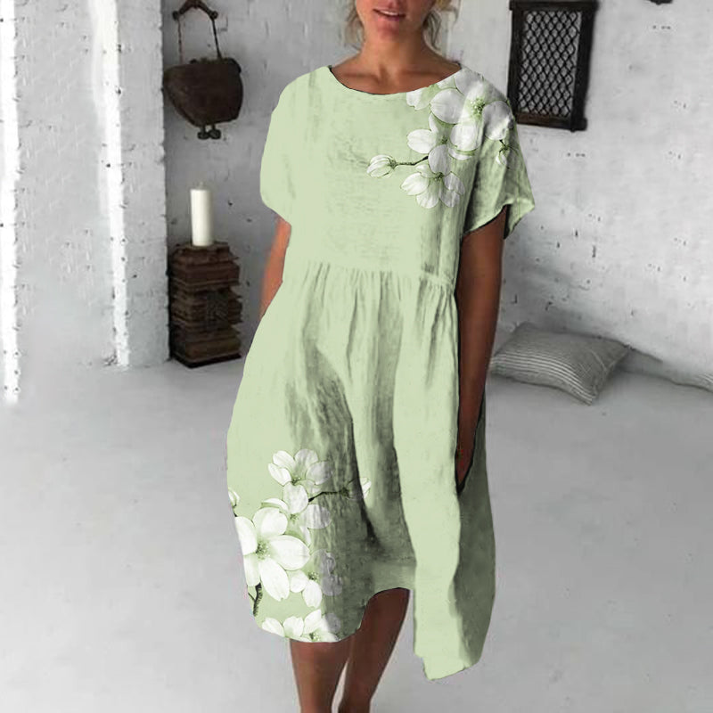 Comstylish Vintage Flowers Japanese Flowy Midi Dress