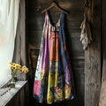 Women's Vintage Bohemian Patch Floral Vest Dress artswardrobe