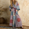 Women's Japanese Art  Linen V-neck Robe artswardrobe