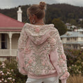 Comstylish Women's Knitted Rose Embroidered Warm Hoodie
