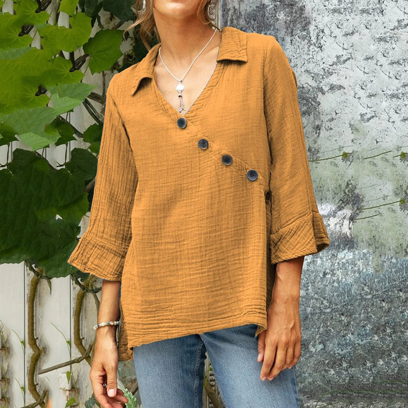 Women's Solid Color Linen Vintage Shirt artswardrobe