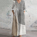 Vintage Abstract Geometry Art Women's Linen Dress artswardrobe
