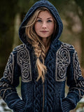 Vintage Viking Celtic Knot Cozy Knit Hooded Cardigan elevenforest