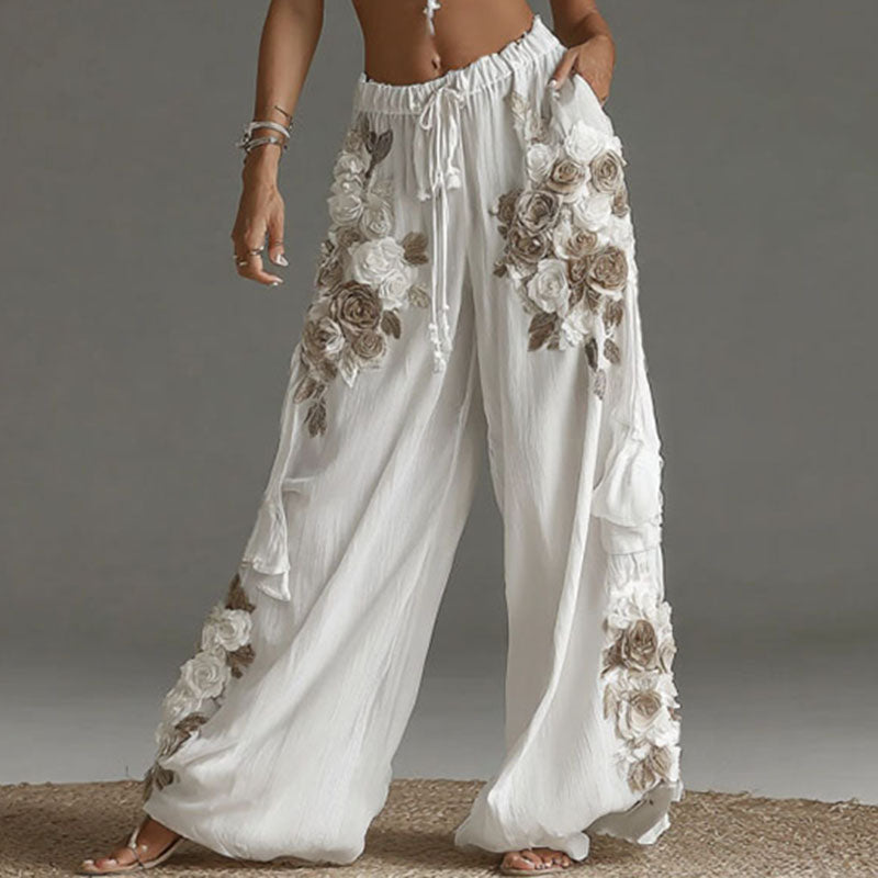 Women's Vintage Floral Pattern Art Casual Pants elevenforest
