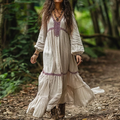 Vintage Linen Bohemian Loose Simple Maxi Long Dress artswardrobe