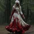 Comstylish Halloween Floral Gradient Art Linen Maxi Dress