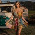 Countryside Style Collection Classy Patchwork Floral Pattern Art Linen Tank Dress artswardrobe