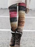 Vintage Colorblock Patchwork Cozy Knit Leggings artswardrobe