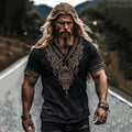 Men's Retro Viking Celtic Knot Art Linen Casual T-shirt artswardrobe