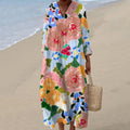 Women's Vintage Flowers Art Print Casual Dress artswardrobe