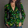 Comstylish Vintage Christmas Lights Pattern Comfy Corduroy Suit