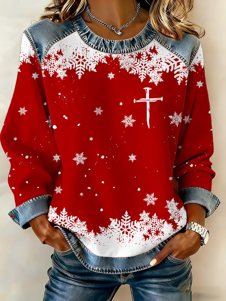 Comstylish Women's Christmas Faith Print Sweatshirt